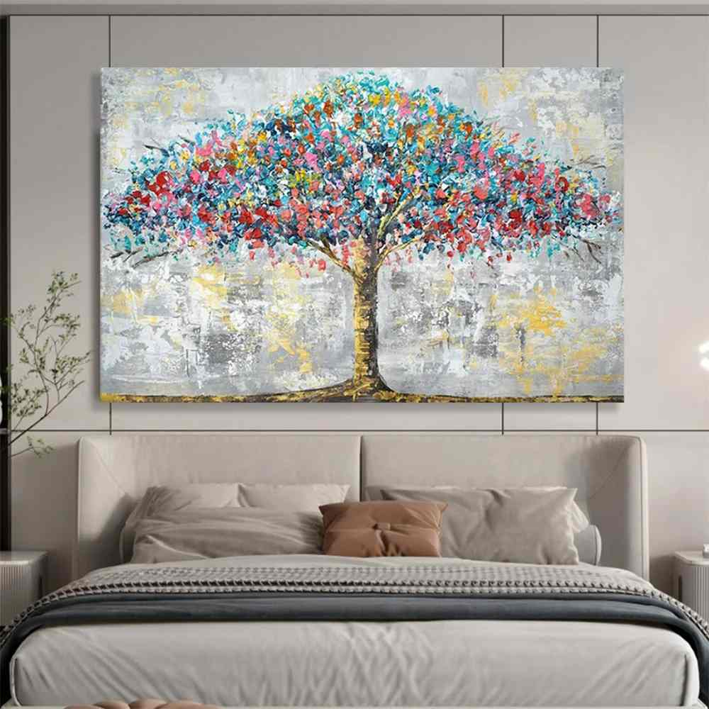 Tree Hand-Painted Cozy - oversized neutral wall art for nursery